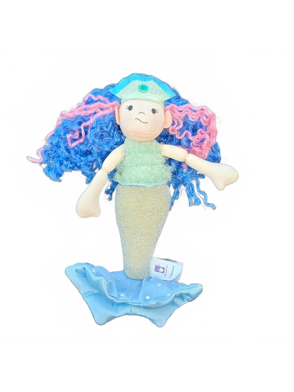 Groovy Girls Mermaid Doll Manhattan Toy 2001 Plush Blue Pink Curly Hair 8" tall